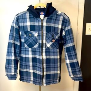 Dickies shacket, quilted lining, Junior boys size L, Blue plaid
